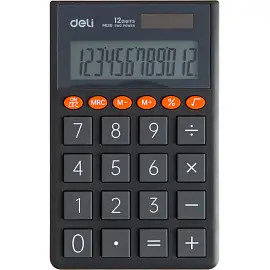 Калькулятор карманный Deli EM130, 12-р,дв.пит.,70.2x8.5x112.2 мм,темн-сер