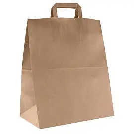 Крафт пакет бумажный коричневый с плоскими ручками 32х37х20 см (200 штук в упаковке)