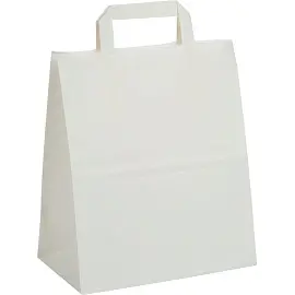 Крафт-пакет бумажный белый с плоскими ручками 28x15x32 см 70 г/кв.м био (250 штук в упаковке)