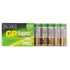 Батарейка АА пальчиковая GP Super (10 штук в упаковке)