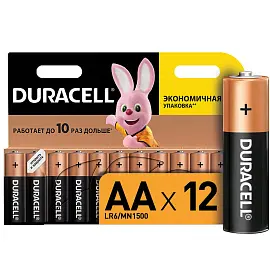 Батарейка АА пальчиковая Duracell (12 штук в упаковке)