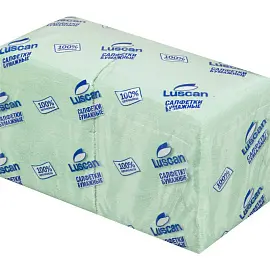 Салфетки бумажные Luscan Profi Pack 24х24 см зеленые 1-слойные 400 штук в упаковке