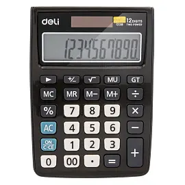 Калькулятор настольный Deli E1238 12-разрядный черный 145x105x27 мм