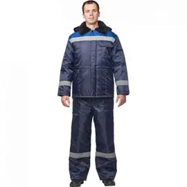 Куртка рабочая зимняя мужская з32-КУ с СОП синяя/васильковая из ткани оксфорд (размер 56-58, рост 170-176)