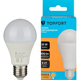 Лампа светодиодная Topfort 10 Вт E27 (A, 3000 K, 800 Лм, 220 В)