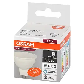 Лампа светодиодная Osram LED Value MR16 спот 10Вт GU5.3 6500K 800Лм 220В (4058075582934)