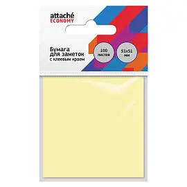 Стикеры Attache Economy 51x51 мм пастельный желтый (1 блок на 100 листов)