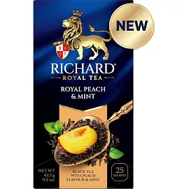 Чай Richard Royal Peach & Mint черный с персиком и мятой 25 пакетиков