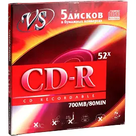 Диск CD-R VS 700 МБ 52x конверт VSCDRK501 (5 штук в упаковке)