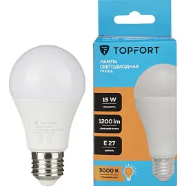 Лампа светодиодная TOPFORT 15 Вт E27 (A, 3000 K, 1200 Лм, 220 В)
