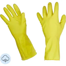 Перчатки латексные Paclan Professional с хлопковым напылением желтые (размер 7, S)