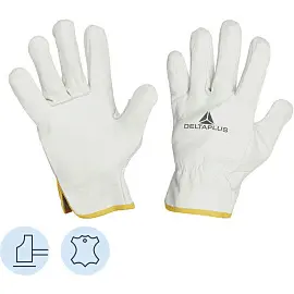Перчатки рабочие защитные Delta Plus FBN49 кожаные бежевые (размер 7, S)