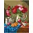 Картина по номерам на холсте ТРИ СОВЫ "Пионы и клубника", 40*50, с акриловыми красками и кистями