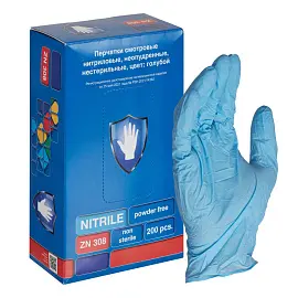 Перчатки медицинские смотровые нитриловые Safe and Care TN 301 текстурированные нестерильные неопудренные размер M (7-8) голубые (100 пар/200 штук в у