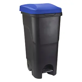 Контейнер-бак мусорный 85 л пластиковый на 2-х колесах черный\синий