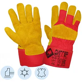 Перчатки рабочие утепленные от порезов и проколов Диггер комбинированные красные/желтые (размер 10.5)