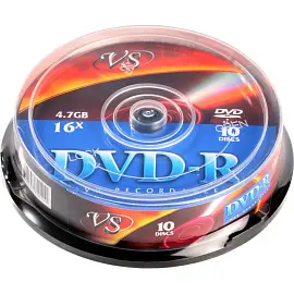 Диск DVD-R VS 4.7 ГБ 16x cake box VSDVDRCB1001 (10 штук в упаковке)