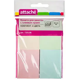 Стикеры Attache 38x51 мм 4 цвета (4 блока по 25 листов)