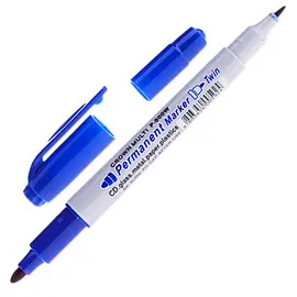 Маркер перманентный двусторонний Crown Multi Marker Twin синий (толщина линии 1-2 мм)