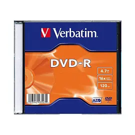 Диск DVD-R Verbatim 4.7 ГБ 16x slim box 43547