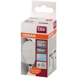 Лампа светодиодная Osram 6.5 Вт Е14 (Р, 4000 К, 600 Лм, 220 В, 4058075695955)