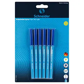 Набор шариковых ручек Schneider "Tops 505 F Light Blue", 6шт., синие, 0,8мм, блистер