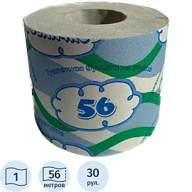 Бумага туалетная Бумажное облачко 56 м 1-слойная 30 рулонов в упаковке