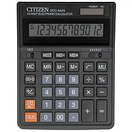 Калькулятор настольный Citizen SDC-444S 12-разрядный черный 199x153x30 мм