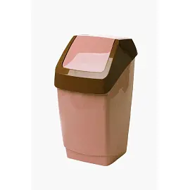 Ведро для мусора с крышкой-вертушкой М-пластика Хапс 25 л пластик бежевое/коричневое (30х28х55 см)