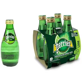 Напиток сильногазированный Perrier Lime 0.33 л (4 штуки в упаковке, стеклянная бутылка)