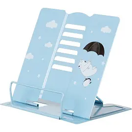 Подставка для книг Комус Класс Пингвин и мишка металлическая голубая