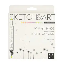 Набор маркеров Sketch&Art двухсторонних 12 цветов (толщина линии 3 мм)