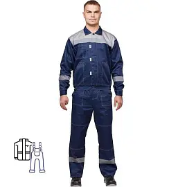 Костюм рабочий летний мужской Л20-КПК с СОП синий/серый (размер 64-66, рост 170-176)