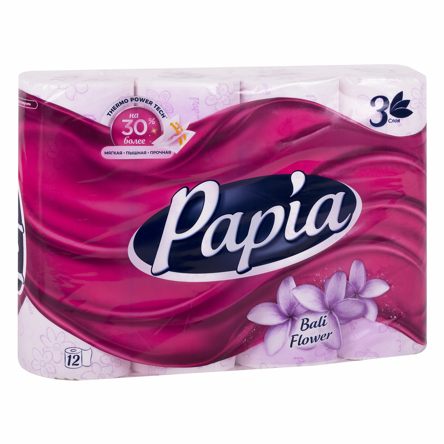 Бумага туалетная Papia Bali Flower 3-слойная белая с цветочным ароматом (12 рулонов в упаковке), (арт. 161531) цена: 361 р. — купить оптом и в розницу