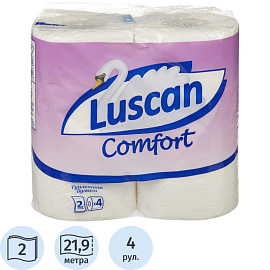 Бумага туалетная Luscan Comfort 2-слойная белая (4 рулона в упаковке)