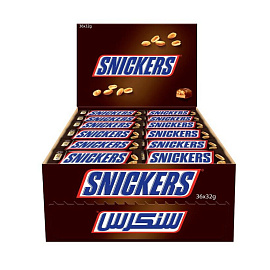 Шоколадный батончик Snickers (36 штук по 32 г)