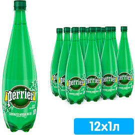 Вода минеральная газированная Perrier 1 л (12 штук в упаковке)