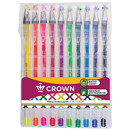 Набор гелевых ручек Crown "Hi-Jell Color" 10шт., 10цв., ПВХ уп., европодвес