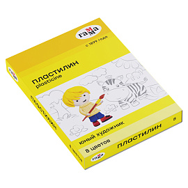 Пластилин Гамма "Юный художник" NEW, 08 цветов, 112г, со стеком, картон. упаковка