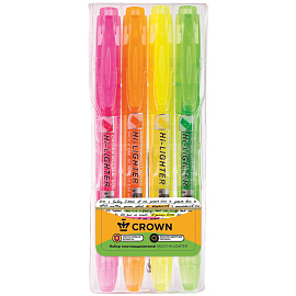 Набор текстовыделителей Crown Multi Hi-Lighter (толщина линии 1-4 мм, 4 цвета)