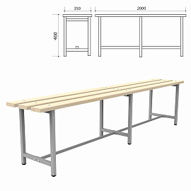 Скамья СТ-4 сосна (дерево, металл 2000x350x460 мм)