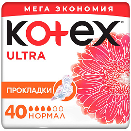 Прокладки женские гигиенические Kotex Utra Комфорт Нормал (40 штук в упаковке)