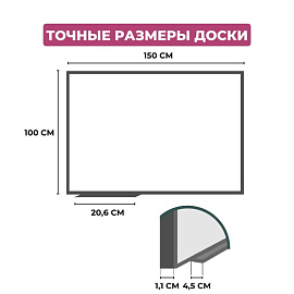 Доска магнитно-маркерная 100x150 см лаковое покрытие аллюминиевая рама Attache Premium