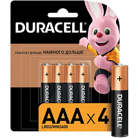 Батарейка ААА мизинчиковая Duracell Basic (4 штуки в упаковке)