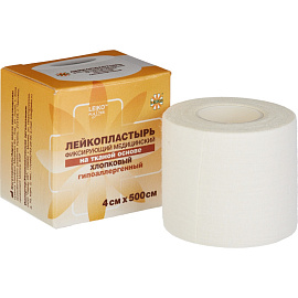 Пластырь фиксирующий Leiko Plaster 4x500 см тканная основа