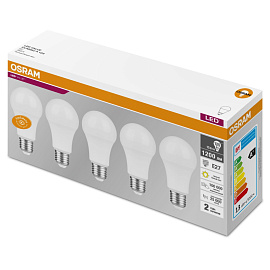 Лампа светодиодная Osram LVCLA125 15SW/830 15 Вт E27 (А, 3000 К, 1200 Лм, 240 В, 5 штук в упаковке, 4058075577800)