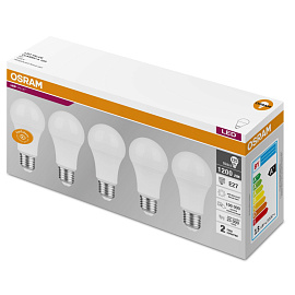 Лампа светодиодная Osram LVCLA125 15SW/840 А 15Вт E27 4000К 1200Лм 240В (5 штук в упаковке, 4058075577831)