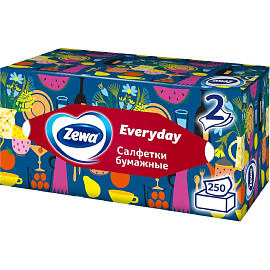 Салфетки косметические Zewa Everyday 2-слойные (250 штук в упаковке)