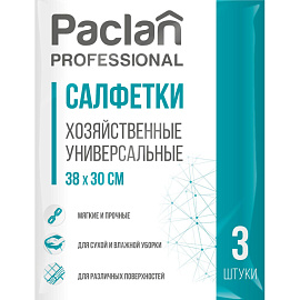 Салфетки хозяйственные Paclan вискоза 38x30 см 90 г/кв.м разноцветные (3 штуки в упаковке)