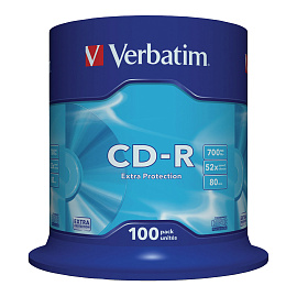 Диск CD-R Verbatim 700 МБ 52x cake box 43411 (100 штук в упаковке)